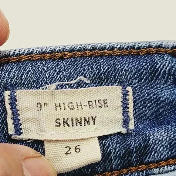 Madewell 9" High rise Skinny Distressed Women's Jeans Raw hem 26 9114 - Picture 6 of 8